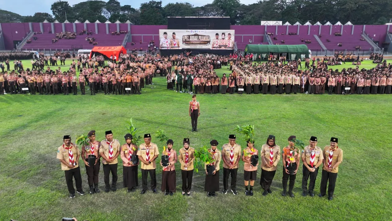 Apel Akbar 10.000 Pramuka Kediri, Wali Kota Ajak Perkuat Ketahanan Pangan Menuju Indonesia Emas 2045